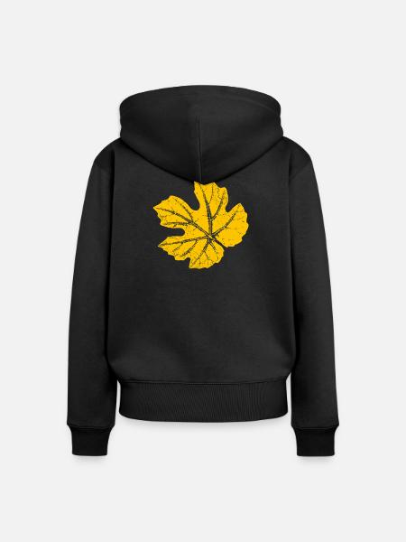 Weinblatt / Blatt Weinrebe - Botanisch - Frauen Premium Bio Zip Hoodie - Schwarz