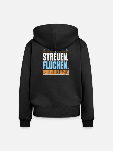 Winterdienst Streuen Fluchen - Frauen Premium Bio Zip Hoodie - Schwarz