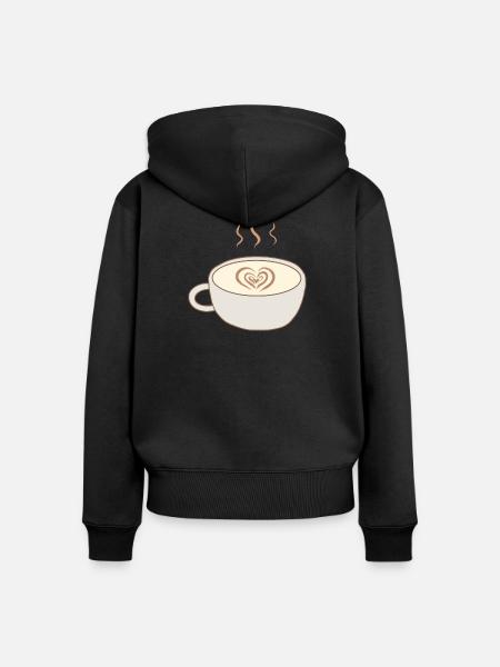 Latte Heart Cup Kunst - Frauen Premium Bio Zip Hoodie - Schwarz