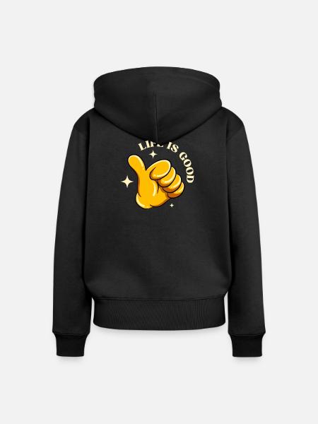 Das Leben ist schön - Frauen Premium Bio Zip Hoodie - Schwarz