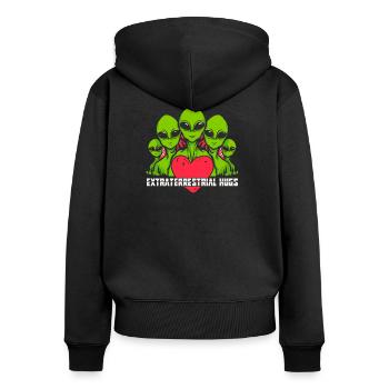 Alien, UFO, Flying Saucer - Women's Premium Organic Zip Hoodie - black - Back - Julia (174cm)