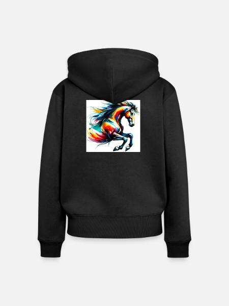 Pferd - Frauen Premium Bio Zip Hoodie - Schwarz