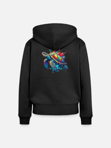 Schildkröte - Frauen Premium Bio Zip Hoodie - Schwarz
