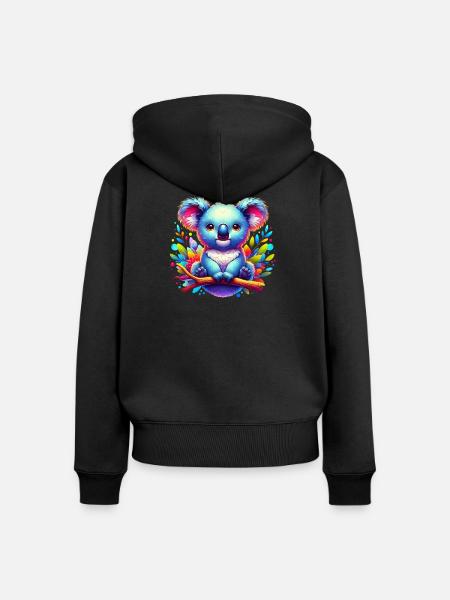 Koala - Frauen Premium Bio Zip Hoodie - Schwarz