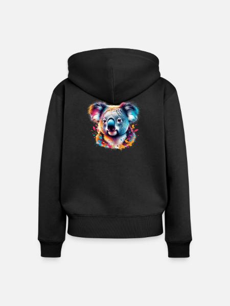 Koala - Frauen Premium Bio Zip Hoodie - Schwarz