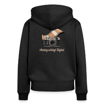 Analog Beats Digital Retro Camera - Women's Premium Organic Zip Hoodie - black - Back - Julia (174cm)