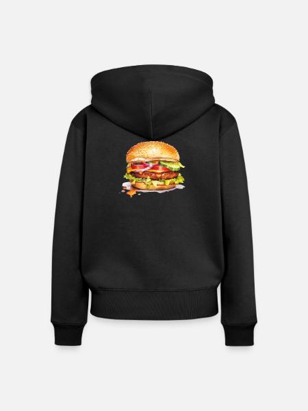Burger - Frauen Premium Bio Zip Hoodie - Schwarz