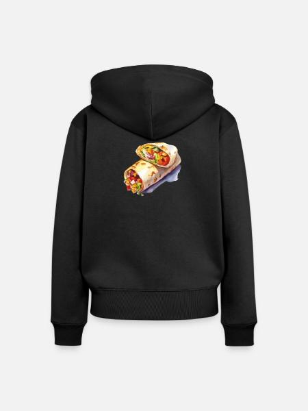 Bunter Gemüse-Wrap Illustration - Frauen Premium Bio Zip Hoodie - Schwarz