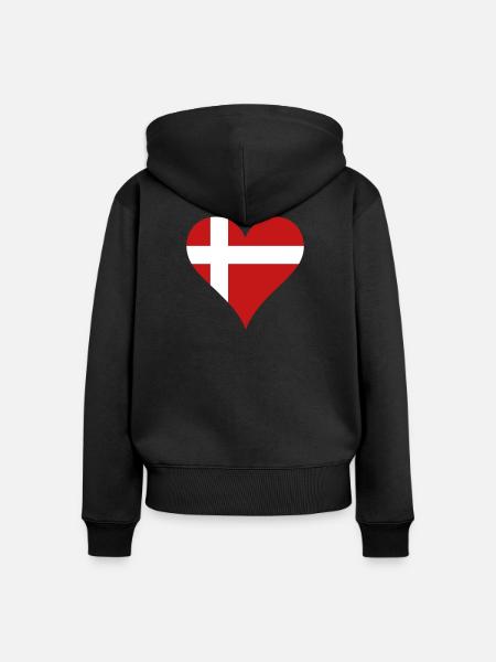 Dänisches Herz mit Fahne - Frauen Premium Bio Zip Hoodie - Schwarz