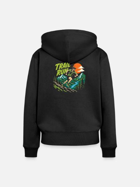 Trailrun - Frauen Premium Bio Zip Hoodie - Schwarz