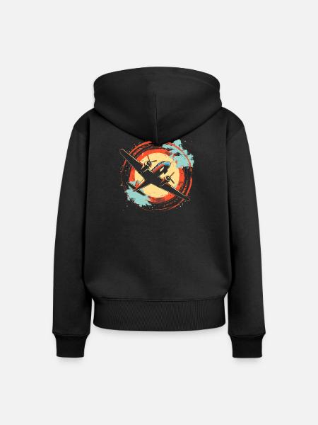 Flugzeug Illustration - Frauen Premium Bio Zip Hoodie - Schwarz