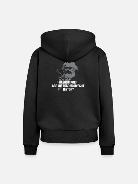 Karl Marx Rebel - Frauen Premium Bio Zip Hoodie - Schwarz