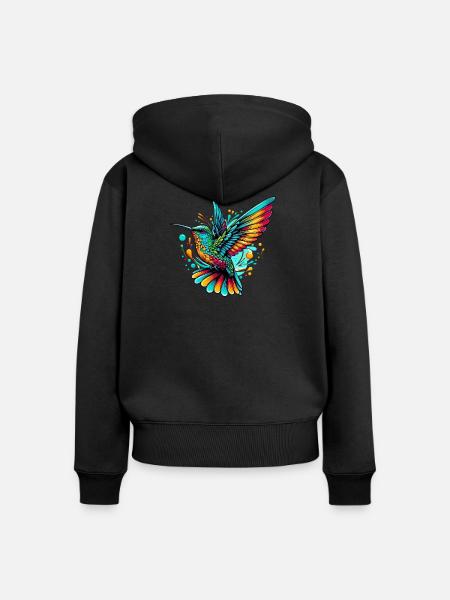 Kolibri - Frauen Premium Bio Zip Hoodie - Schwarz