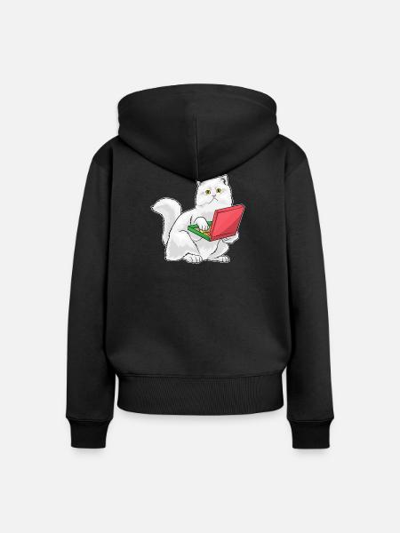 Persische Katze Pizza - Frauen Premium Bio Zip Hoodie - Schwarz