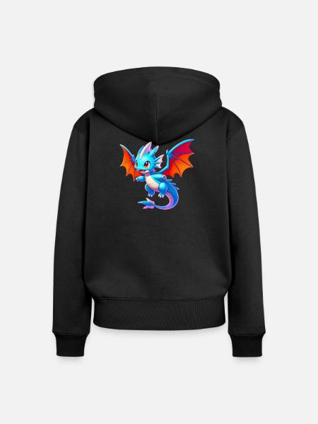 Drache - Frauen Premium Bio Zip Hoodie - Schwarz