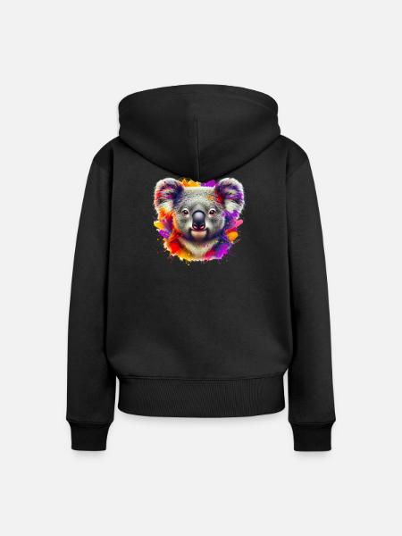 Koala - Frauen Premium Bio Zip Hoodie - Schwarz