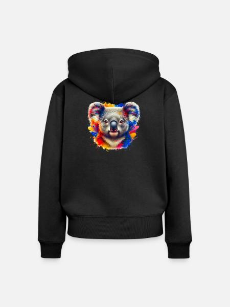 Koala - Frauen Premium Bio Zip Hoodie - Schwarz