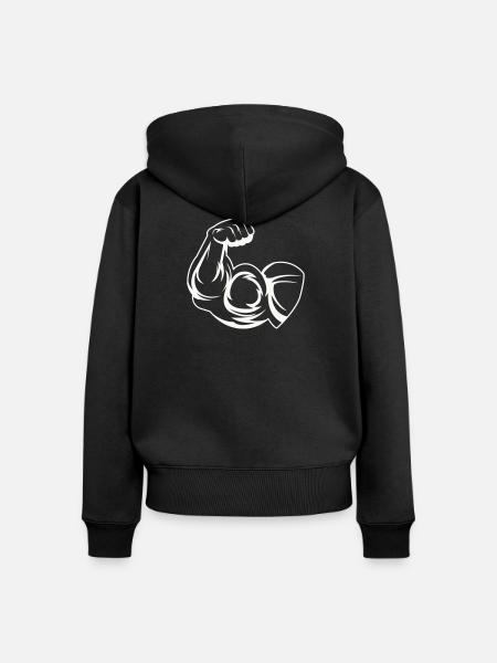 Starker Bizeps Kraftprint - Frauen Premium Bio Zip Hoodie - Schwarz