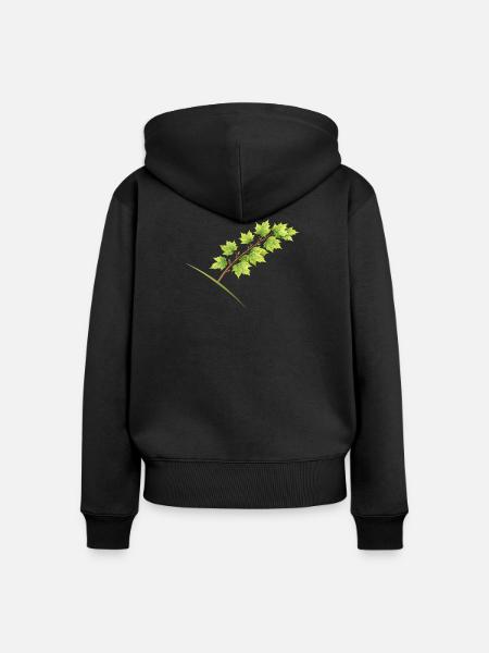 Blätterzweig Ahorn - Aquarell - Frauen Premium Bio Zip Hoodie - Schwarz