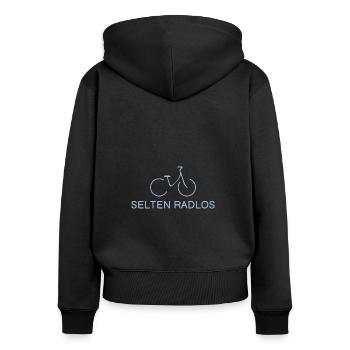 Rarement sans vélo - Sweat à capuche zippé Premium bio Femme - noir - Dos - Julia (174cm)
