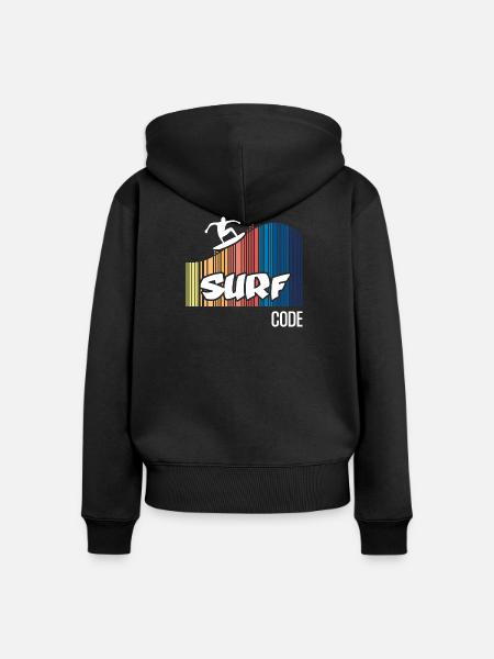 Surfcode (dunkel) - Frauen Premium Bio Zip Hoodie - Schwarz