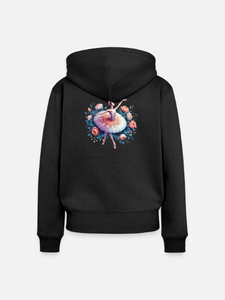 Balletttänzerin mit Tutu - Frauen Premium Bio Zip Hoodie - Schwarz