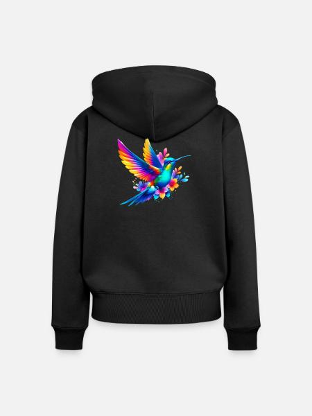 Kolibri - Frauen Premium Bio Zip Hoodie - Schwarz