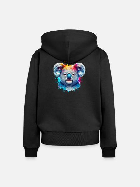 Koala - Frauen Premium Bio Zip Hoodie - Schwarz