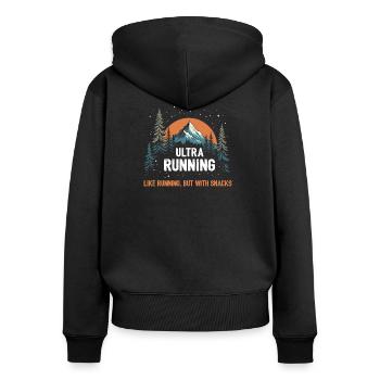 Ultra course à pied - Sweat à capuche zippé Premium bio Femme - noir - Dos - Julia (174cm)