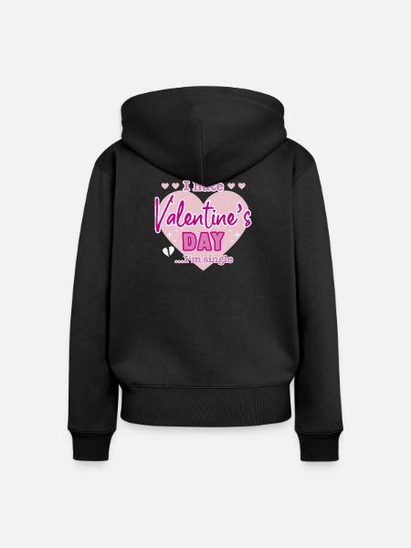 I hate valentine`s day - Frauen Premium Bio Zip Hoodie - Schwarz