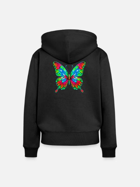 Schmetterling - Frauen Premium Bio Zip Hoodie - Schwarz