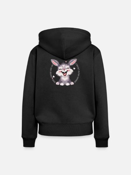 happy_hasi1 - Frauen Premium Bio Zip Hoodie - Schwarz