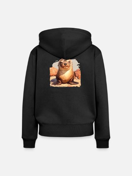 Seelöwen Seelöwe - Frauen Premium Bio Zip Hoodie - Schwarz