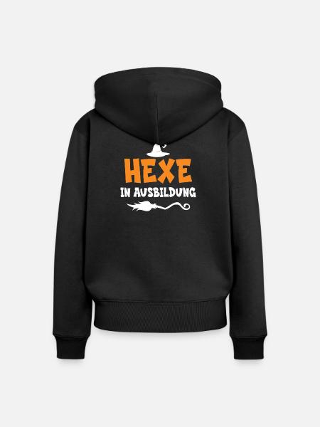 Hexe in Ausbildung - Frauen Premium Bio Zip Hoodie - Schwarz