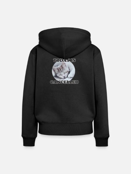 sleeping cat - Frauen Premium Bio Zip Hoodie - Schwarz