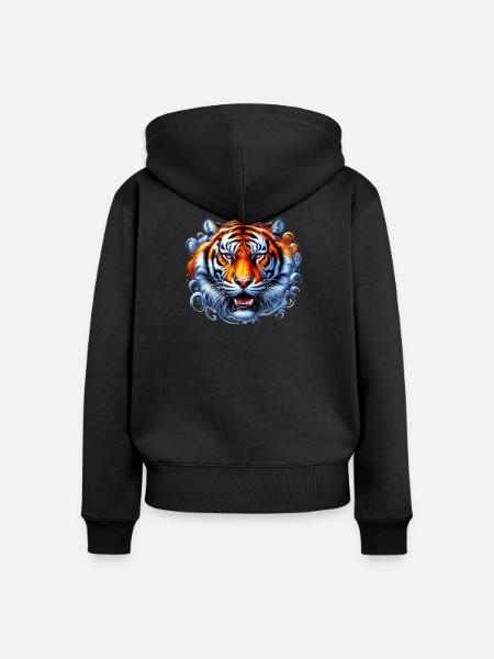Tiger - Frauen Premium Bio Zip Hoodie - Schwarz