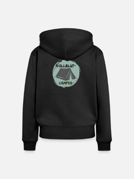 Vollblutcamper - Frauen Premium Bio Zip Hoodie - Schwarz