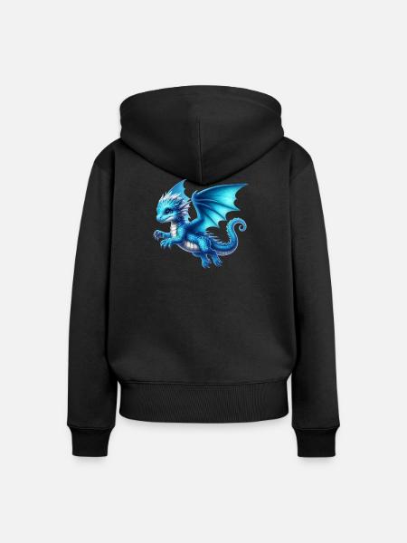 Drache - Frauen Premium Bio Zip Hoodie - Schwarz
