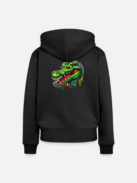 Alligator-Krokodil - Frauen Premium Bio Zip Hoodie - Schwarz