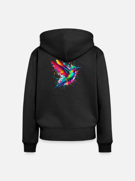 Kolibri - Frauen Premium Bio Zip Hoodie - Schwarz