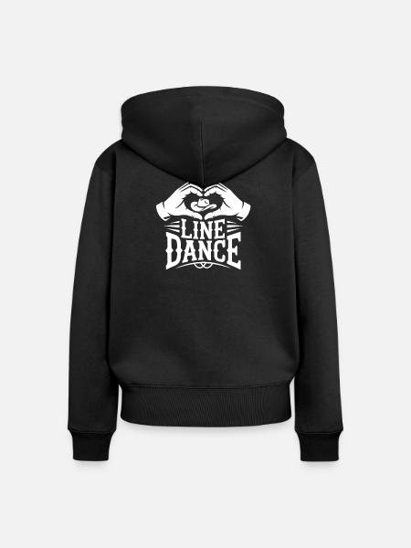 LineDance Herzhand Cowboy - Frauen Premium Bio Zip Hoodie - Schwarz