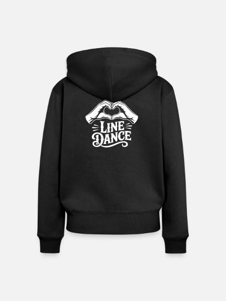 Line Dance Herzhand Logo - Frauen Premium Bio Zip Hoodie - Schwarz