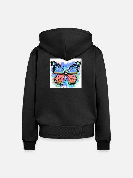 Schmetterling - Frauen Premium Bio Zip Hoodie - Schwarz