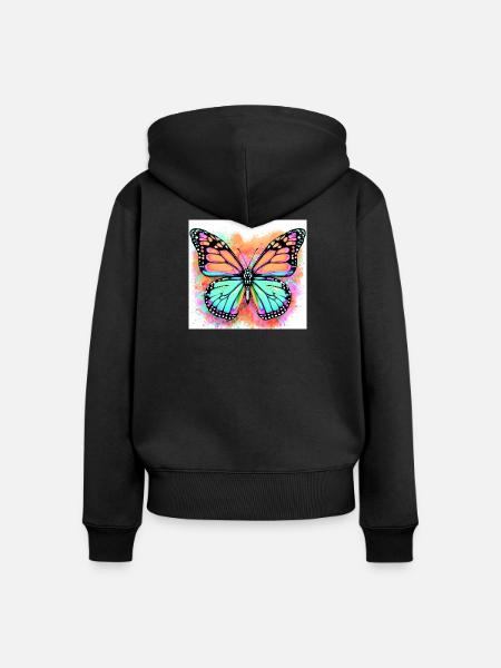 Schmetterling - Frauen Premium Bio Zip Hoodie - Schwarz