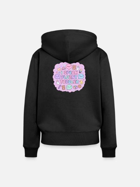 Ich spreche fließend Kleinkind - Frauen Premium Bio Zip Hoodie - Schwarz