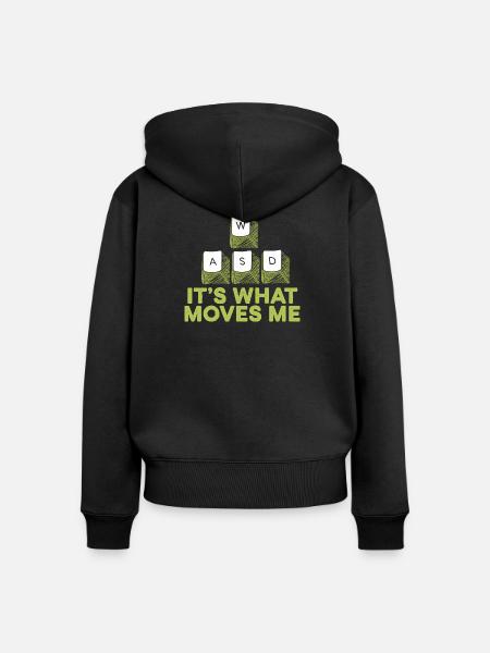 WASD Motivationsspruch - Frauen Premium Bio Zip Hoodie - Schwarz