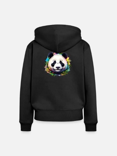 Panda - Frauen Premium Bio Zip Hoodie - Schwarz