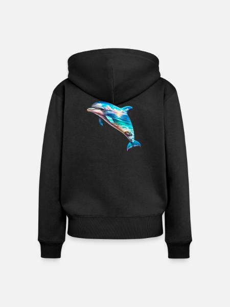 Delfin - Frauen Premium Bio Zip Hoodie - Schwarz