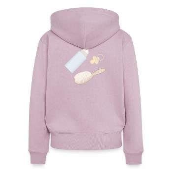 Baby Pflege Essentials - Frauen Premium Bio Zip Hoodie - Altrosa - Hinten - Julia (174cm)
