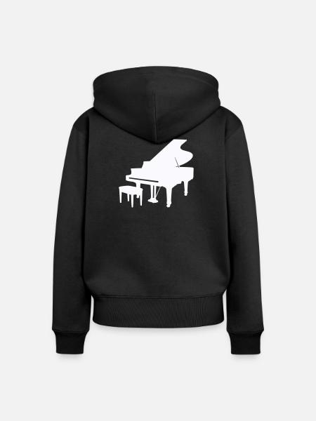 Piano Silhouette Monochrom - Frauen Premium Bio Zip Hoodie - Schwarz
